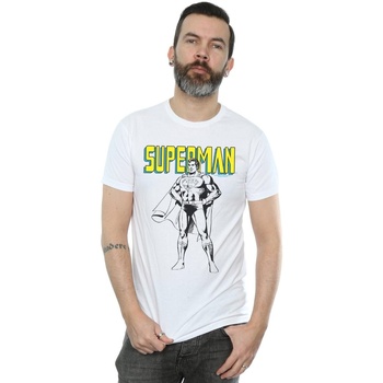 textil Hombre Camisetas manga larga Dc Comics Superman Mono Action Pose Blanco