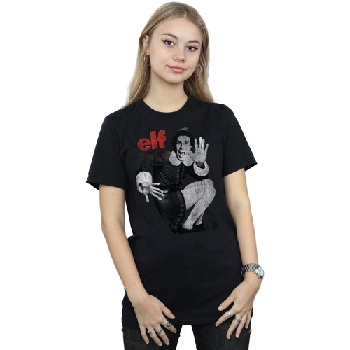 textil Mujer Camisetas manga larga Elf Mono Distressed Poster Negro