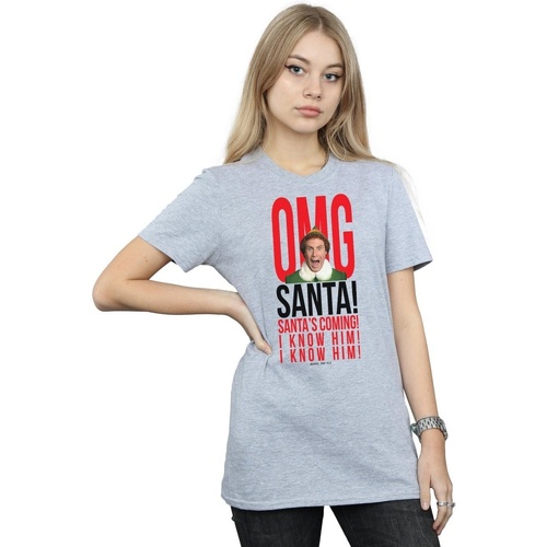textil Mujer Camisetas manga larga Elf OMG Santa I Know Him Gris