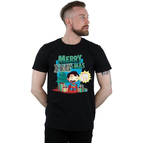 textil Hombre Camisetas manga larga Dc Comics Super Friends Merry X-RayMas Negro