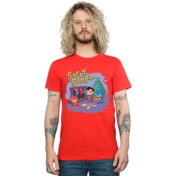 textil Hombre Camisetas manga larga Dc Comics Super Friends Sorry Santa Rojo