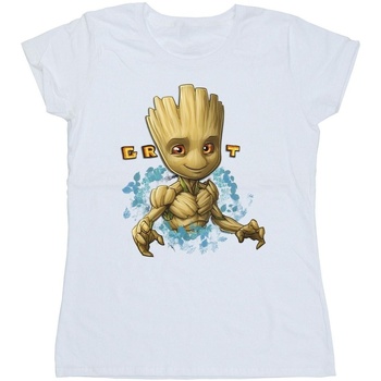 textil Mujer Camisetas manga larga Guardians Of The Galaxy Groot Flowers Blanco