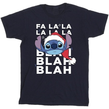 textil Niño Camisetas manga corta Disney Lilo And Stitch Christmas Blah Blah Blah Azul