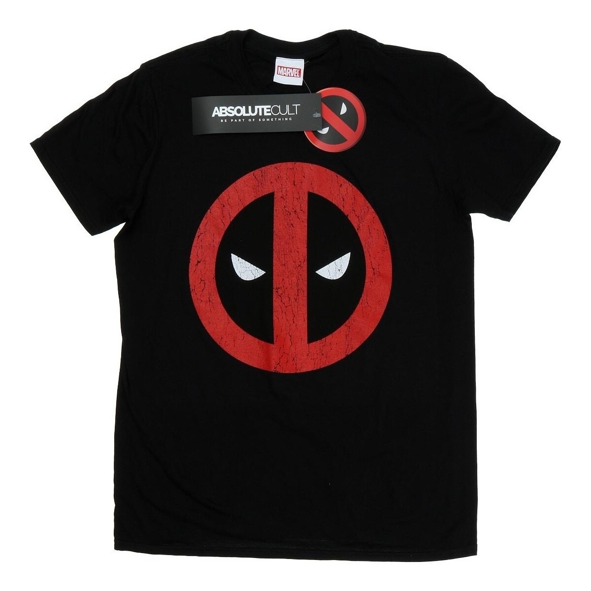 textil Hombre Camisetas manga larga Marvel Deadpool Cracked Logo Negro