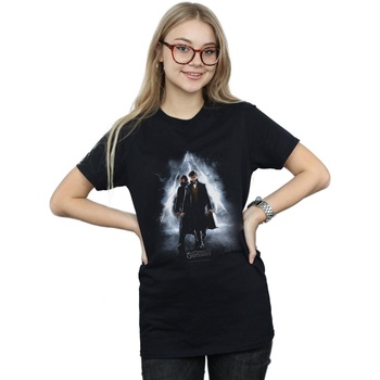 textil Mujer Camisetas manga larga Fantastic Beasts Newt And Dumbledore Poster Negro