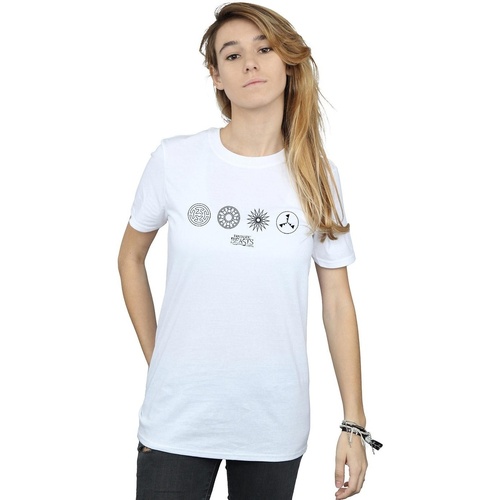 textil Mujer Camisetas manga larga Fantastic Beasts Circular Icons Blanco
