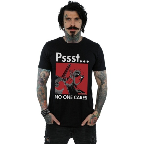textil Hombre Camisetas manga larga Marvel Deadpool No One Cares Negro