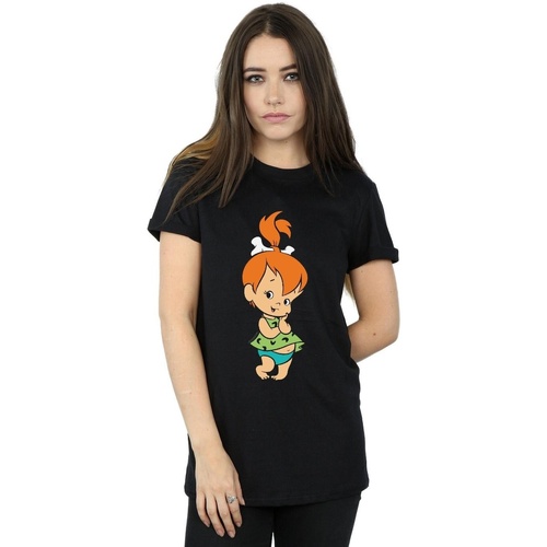 textil Mujer Camisetas manga larga The Flintstones Pebbles Flintstone Negro