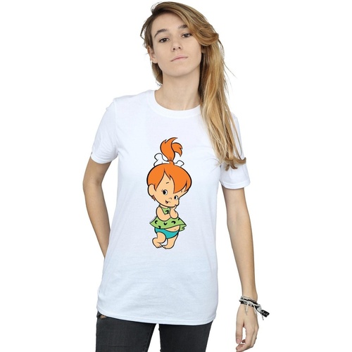 textil Mujer Camisetas manga larga The Flintstones Pebbles Flintstone Blanco