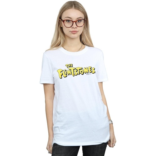 textil Mujer Camisetas manga larga The Flintstones Original Logo Blanco