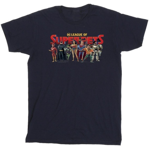 textil Hombre Camisetas manga larga Dc Comics DC League Of Super-Pets Group Logo Azul