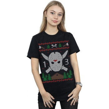 textil Mujer Camisetas manga larga Friday 13Th Christmas Fair Isle Negro