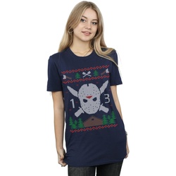 textil Mujer Camisetas manga larga Friday 13Th Christmas Fair Isle Azul