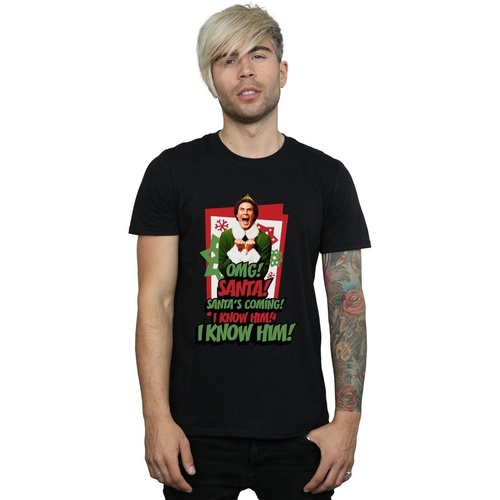 textil Hombre Camisetas manga larga Elf OMG Santa Negro