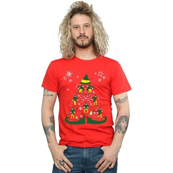 textil Hombre Camisetas manga larga Elf Christmas Tree Rojo
