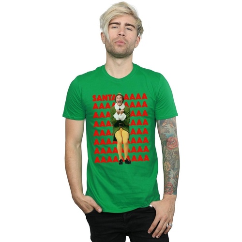 textil Hombre Camisetas manga larga Elf Buddy Santa Scream Verde