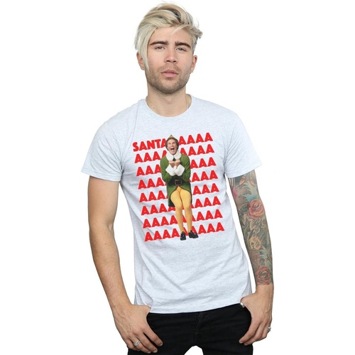 textil Hombre Camisetas manga larga Elf Buddy Santa Scream Gris