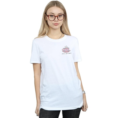 textil Mujer Camisetas manga larga Friends Coffee Cup Breast Print Blanco