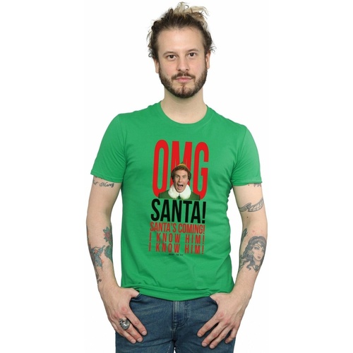 textil Hombre Camisetas manga larga Elf OMG Santa I Know Him Verde