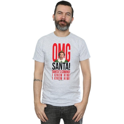 textil Hombre Camisetas manga larga Elf OMG Santa I Know Him Gris