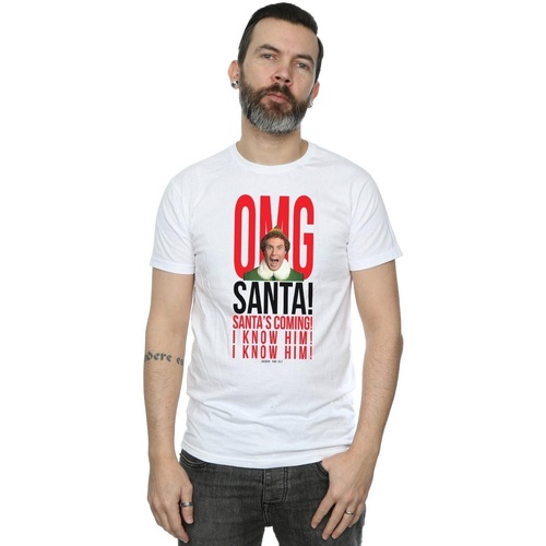 textil Hombre Camisetas manga larga Elf OMG Santa I Know Him Blanco