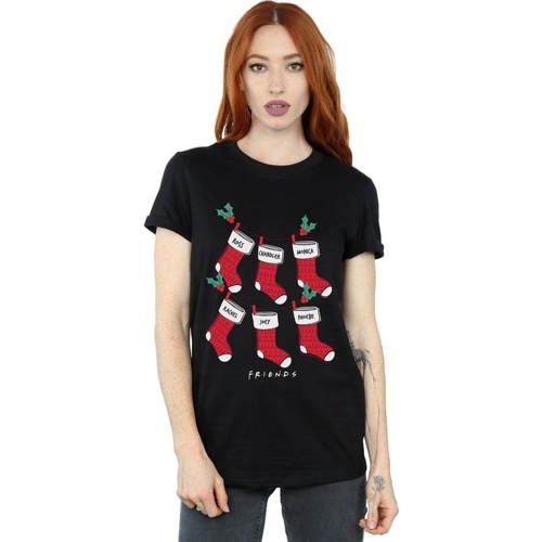 textil Mujer Camisetas manga larga Friends Christmas Stockings Negro