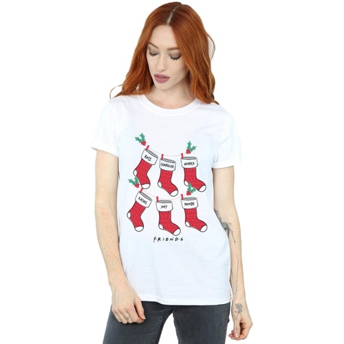 textil Mujer Camisetas manga larga Friends Christmas Stockings Blanco