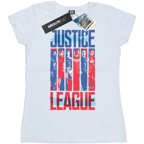 textil Mujer Camisetas manga larga Dc Comics Justice League Movie Team Flag Blanco