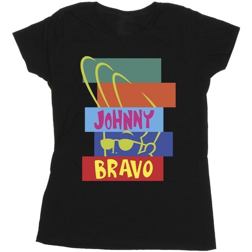 textil Mujer Camisetas manga larga Johnny Bravo Rectangle Pop Art Negro