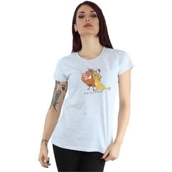 textil Mujer Camisetas manga larga Disney Classic Simba, Timon And Pumbaa Gris