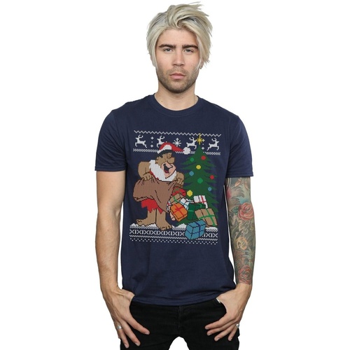 textil Hombre Camisetas manga larga The Flintstones Christmas Fair Isle Azul