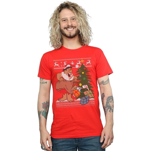 textil Hombre Camisetas manga larga The Flintstones Christmas Fair Isle Rojo