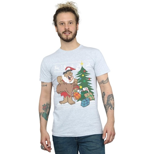 textil Hombre Camisetas manga larga The Flintstones Christmas Fair Isle Gris