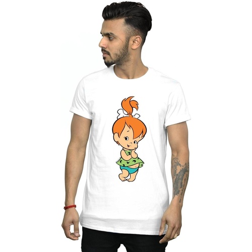 textil Hombre Camisetas manga larga The Flintstones Pebbles Flintstone Blanco