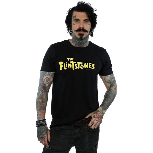 textil Hombre Camisetas manga larga The Flintstones Original Logo Negro