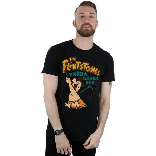 textil Hombre Camisetas manga larga The Flintstones Fred Yabba Dabba Doo Negro