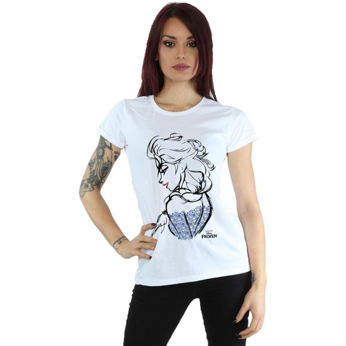 textil Mujer Camisetas manga larga Disney Frozen Elsa Sketch Mono Blanco