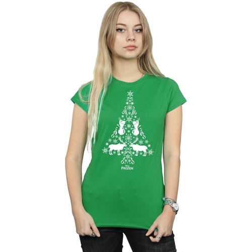textil Mujer Camisetas manga larga Disney Frozen Christmas Tree Verde