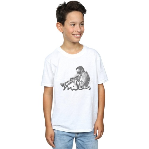 textil Niño Camisetas manga corta Miles Davis Profile Sketch Blanco