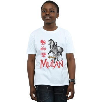 textil Niño Camisetas manga corta Disney Mulan Movie Horse Pose Blanco