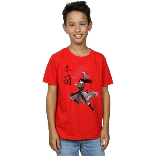 textil Niño Camisetas manga corta Disney Mulan Movie Sword Jump Rojo