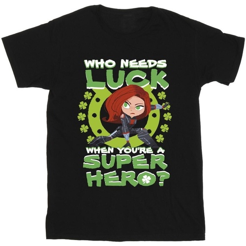 textil Niña Camisetas manga larga Marvel St Patrick's Day Black Widow Luck Negro
