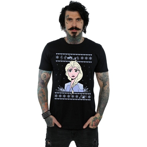 textil Hombre Camisetas manga larga Disney Frozen 2 Elsa Christmas Negro