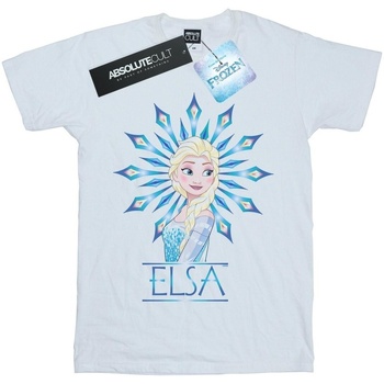 textil Hombre Camisetas manga larga Disney Frozen Elsa Snowflake Blanco