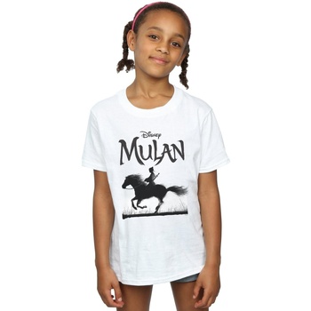 textil Niña Camisetas manga larga Disney Mulan Movie Mono Horse Blanco