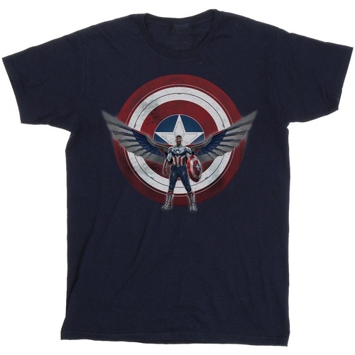 textil Hombre Camisetas manga larga Marvel Falcon And The Winter Soldier Captain America Shield Pose Azul