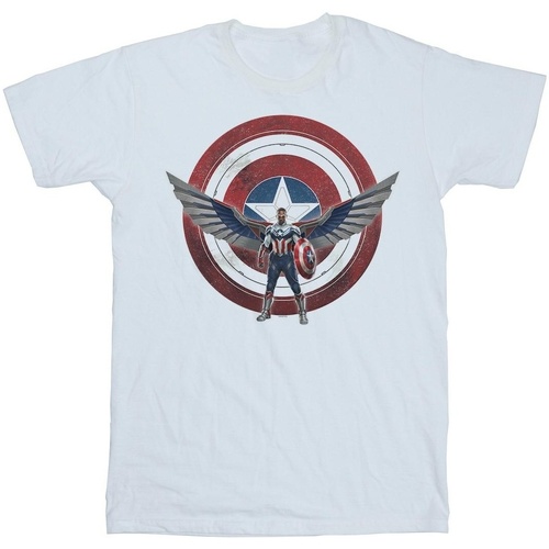 textil Hombre Camisetas manga larga Marvel Falcon And The Winter Soldier Captain America Shield Pose Blanco