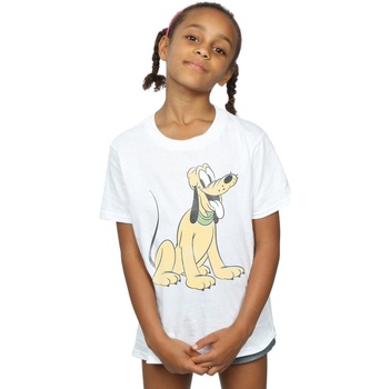 textil Niña Camisetas manga larga Disney Pluto Sitting Blanco