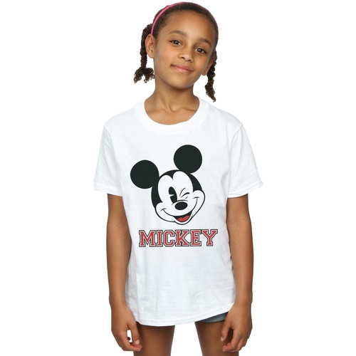 textil Niña Camisetas manga larga Disney Mickey Mouse Face Blanco