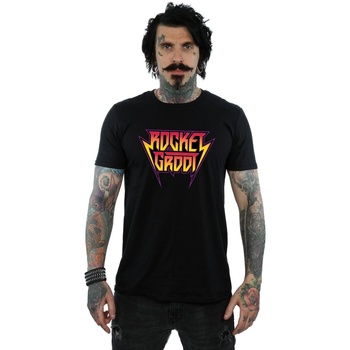 textil Hombre Camisetas manga larga Marvel Guardians Of The Galaxy Vol. 2 Rocket And Groot Metal Logo Negro